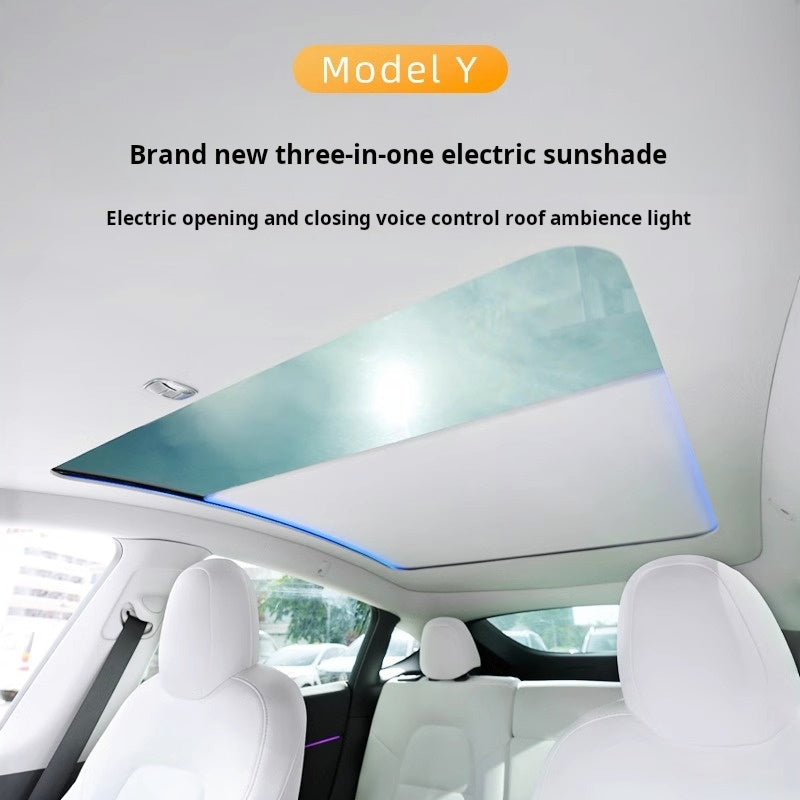 Tesla Model Y Voice-Controlled Electric Sunshade | Heat & UV Protection