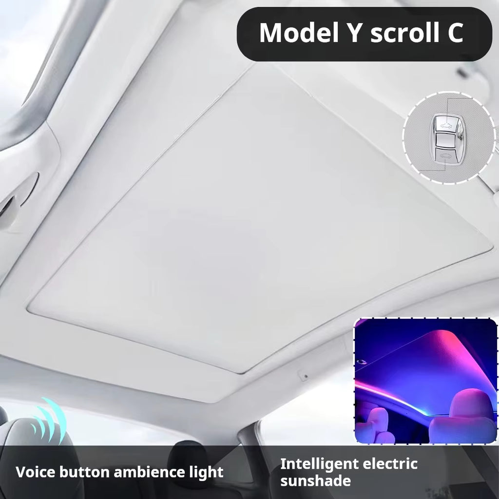 Tesla Model Y Voice-Controlled Electric Sunshade | Heat & UV Protection